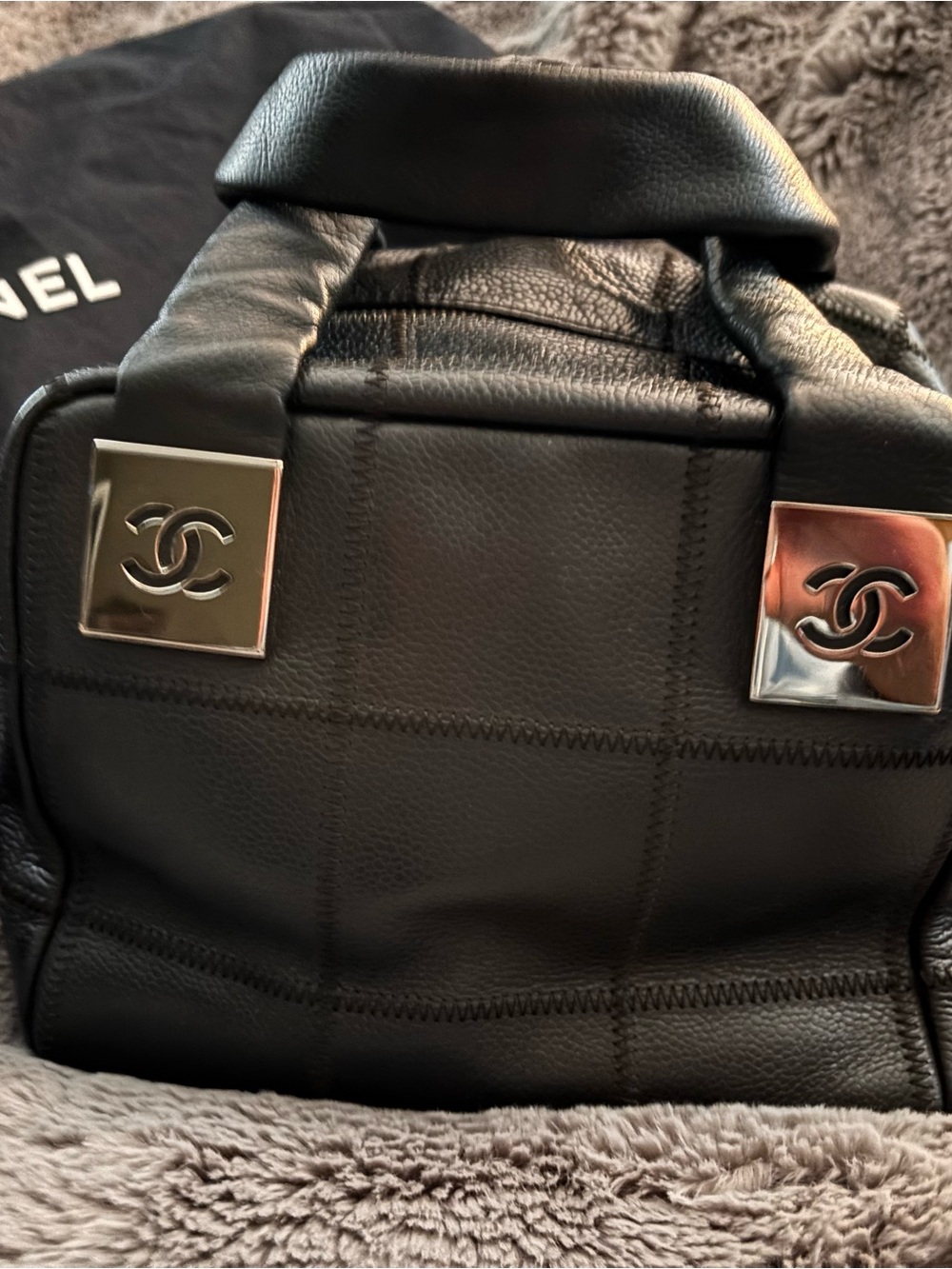 Authentic CHANEL Chocolate Bar Caviar Leather Bowler Bag – Silver Hardware - Picture 2 of 6